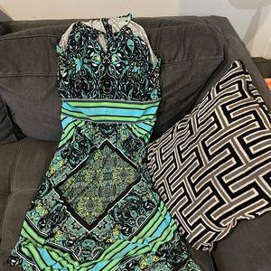 Multi color dress,pin size stain, unnoticeable